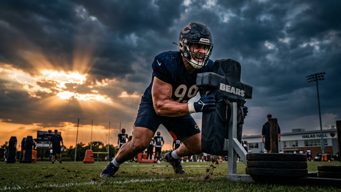 Massive Defensive End A.J. Epenesa Works Out for the Chicago Bears