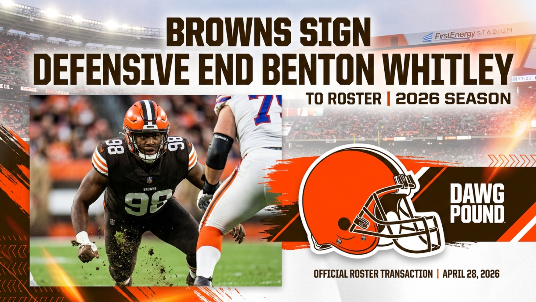 Browns Sign Defensive End Benton Whitley to Roster (2026)
