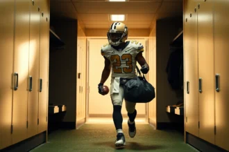 New Orleans Saints Cap Space and Roster Analysis for %currentyear% American football editorial visual