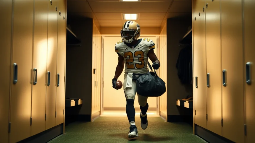 New Orleans Saints Cap Space and Roster Analysis for %currentyear% American football editorial visual